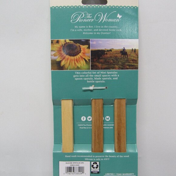NWT! Pioneer Woman Ree Drummond 3Pc Set of Mini Silicone Kitchen Spatulas - Picture 3 of 4
